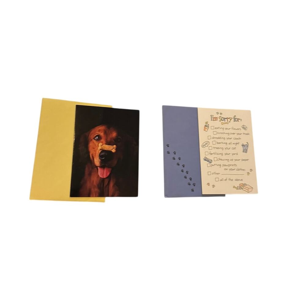 Lot‎ 2 Dog Greeting Cards Avanti 1988 Golden Retriever Hallmark Sorry Birthday